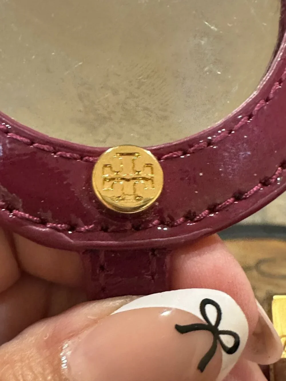 ✨Tory Burch Wine Burgundy Structured Satchel Tote w/ Mirror & Gold Fee - Picture 12 of 12